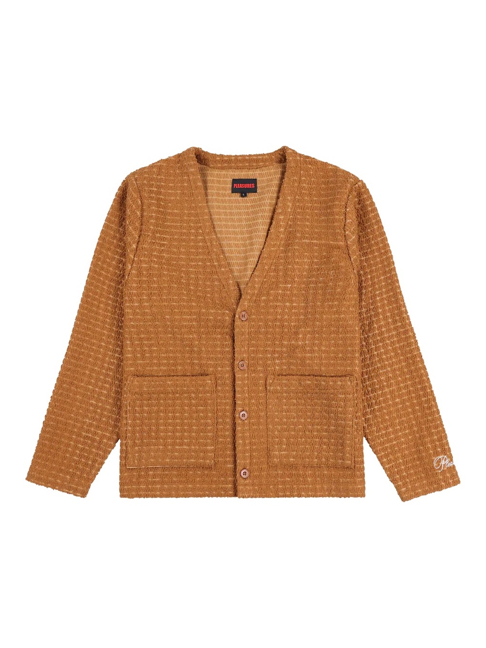 Pleasures Brown Textured Knit Button-Up Cardigan